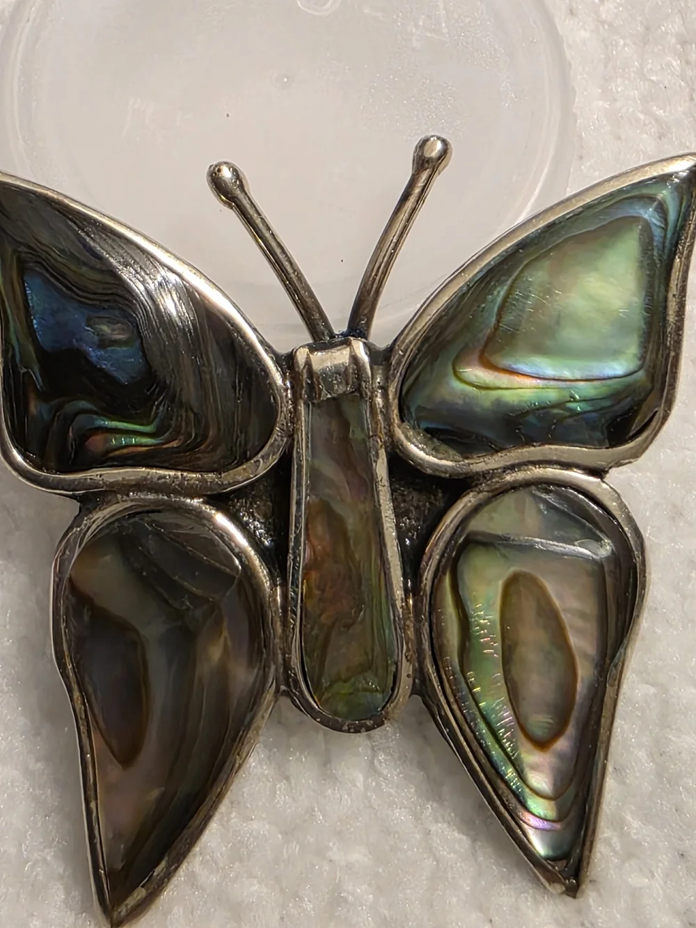 Vintage Mexican Sterling Silver Abalone Butterfly Brooch 2